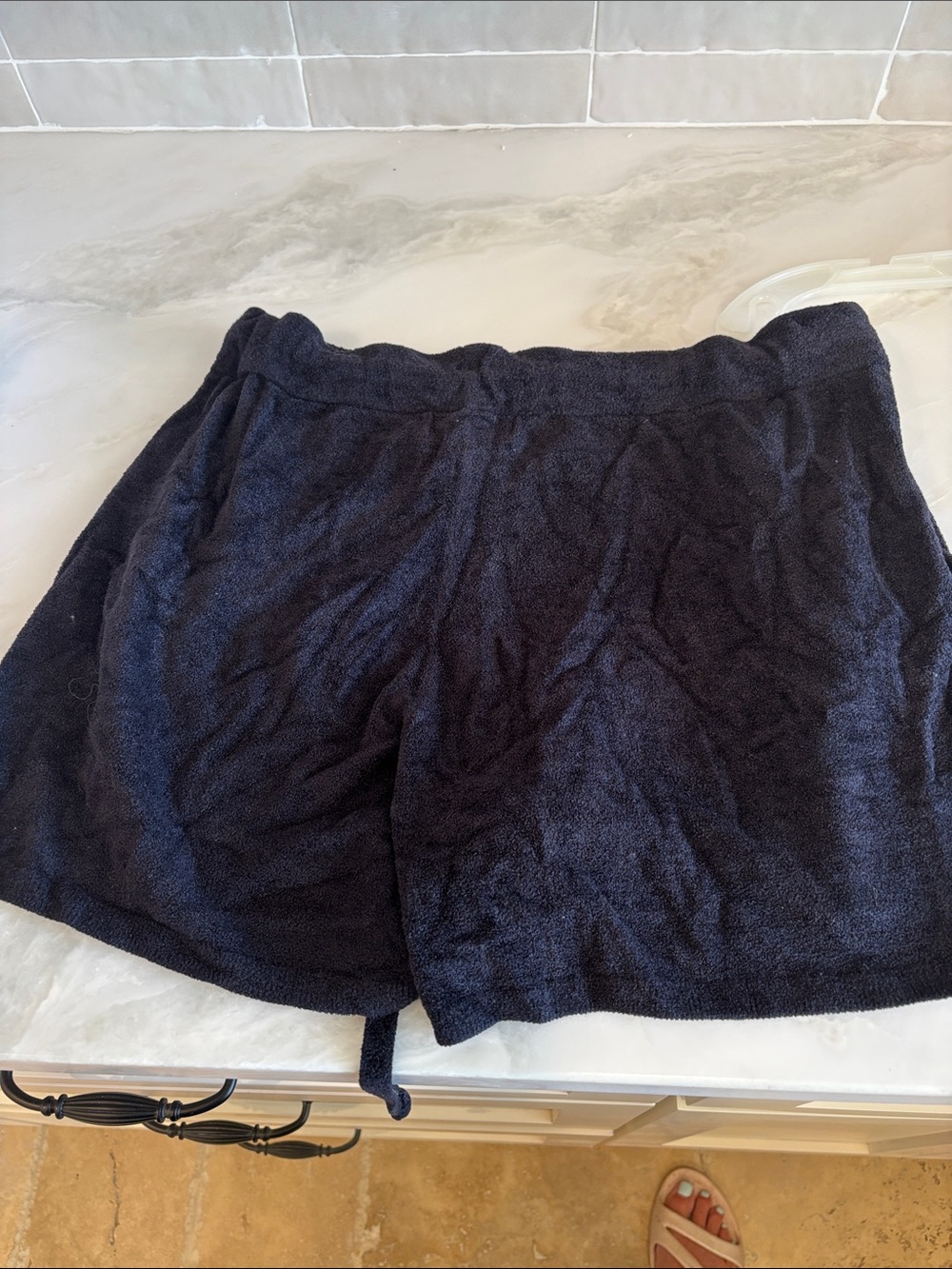 Barefoot Dreams black Terry Lounge Shorts with Drawstring - Picture 3 of 3